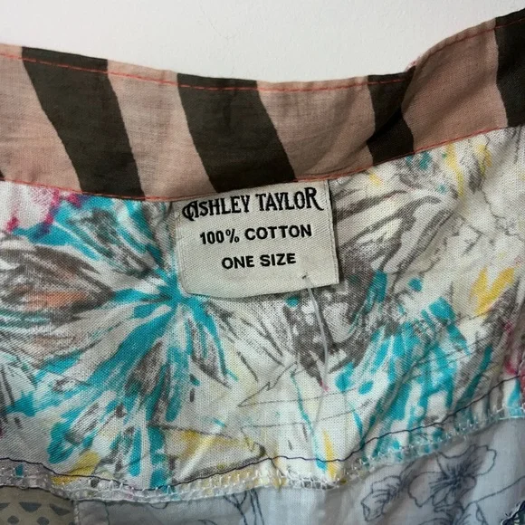 NWOT Ashley Taylor patchwork cotton overalls with pockets One Size Spring - Picture 4 of 10